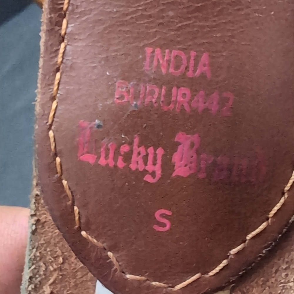 Lucky Brand Women's Brown Leather Belt with Multi-colored Stitching . - Picture 6 of 9